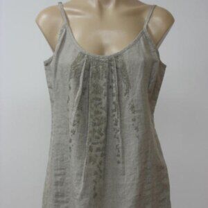 EILEEN FISHER Linen Sequin Sleeveless Long Cami Top S Small $188